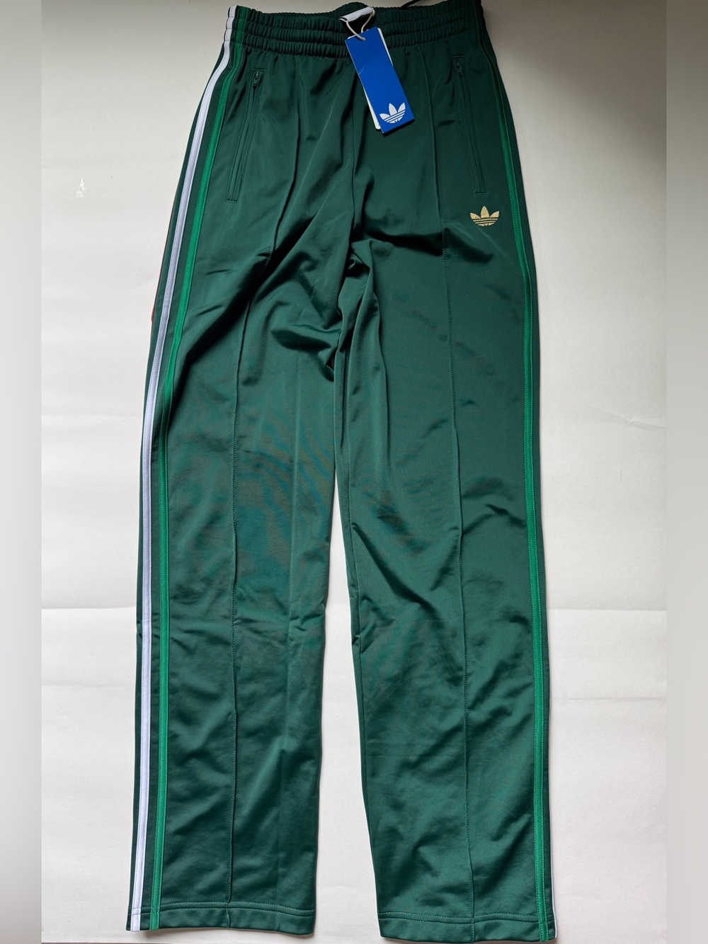 adidas Women’s Classic Firebird Track Pants Dark Green w/Italy Stripes KC6558 - Picture 11 of 12